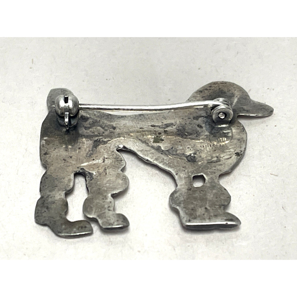 Vintage Sterling Silver Poodle Dog Brooch Pin 9g Figural Caniche Estate View 4